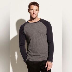 Vince | double layer baseball crew long sleeve shirt | size large